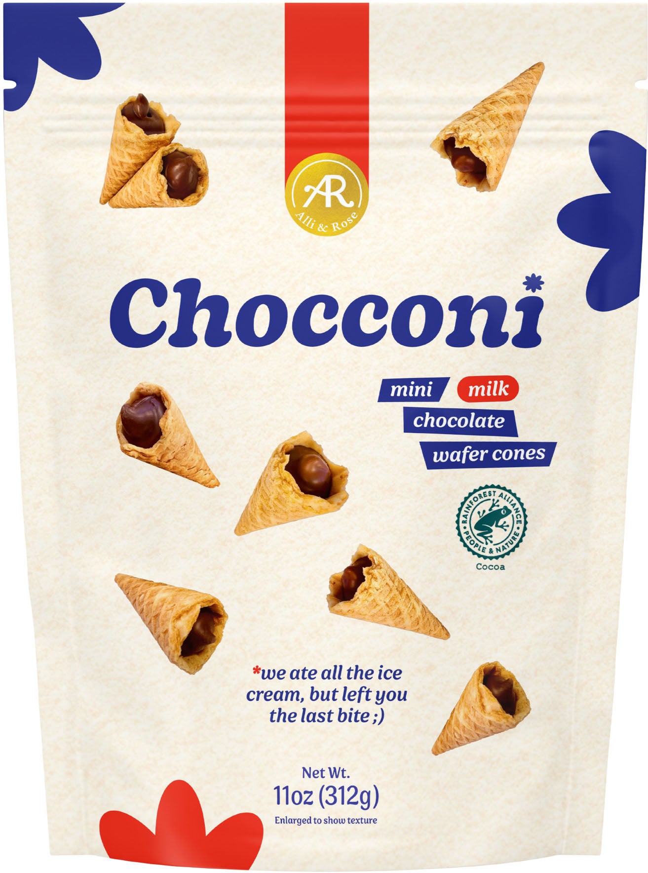 Chocconi Mini Milk Chocolate Wafer Cones Bitesized Snack Filled Choco