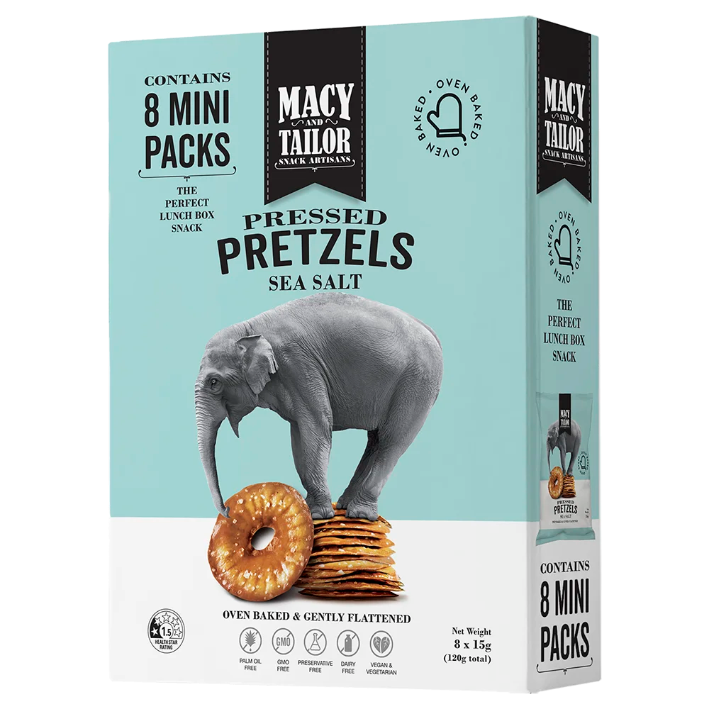 Macy & Tailor Pressed Pretzels Sea Salt and Honey Mustard - 24 pack -  The Good Store