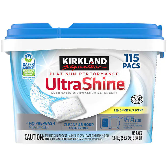 Kirkland Signature Platinum Performance UltraShine Dishwasher Detergent Pacs, 115-count -  The Good Store