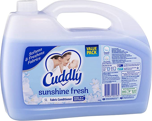 Cuddly Regular Liquid Fabric Softener Conditioner, 5L Value Pack, 50 Washes, Sunshine Fresh -  The Good Store