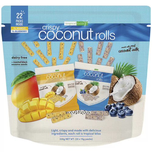 Tropical Fields Coconut Rolls Multipack 22 x 15G -  The Good Store